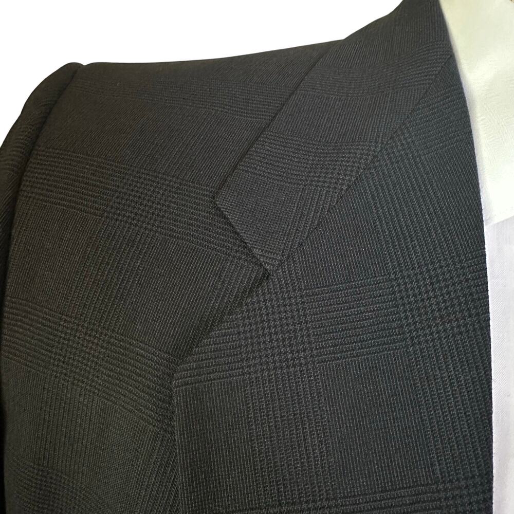 Profilo Sport Coat 42L Charcoal Glen Plaid 1 Vent 2 button Virgin wool - Picture 3 of 9